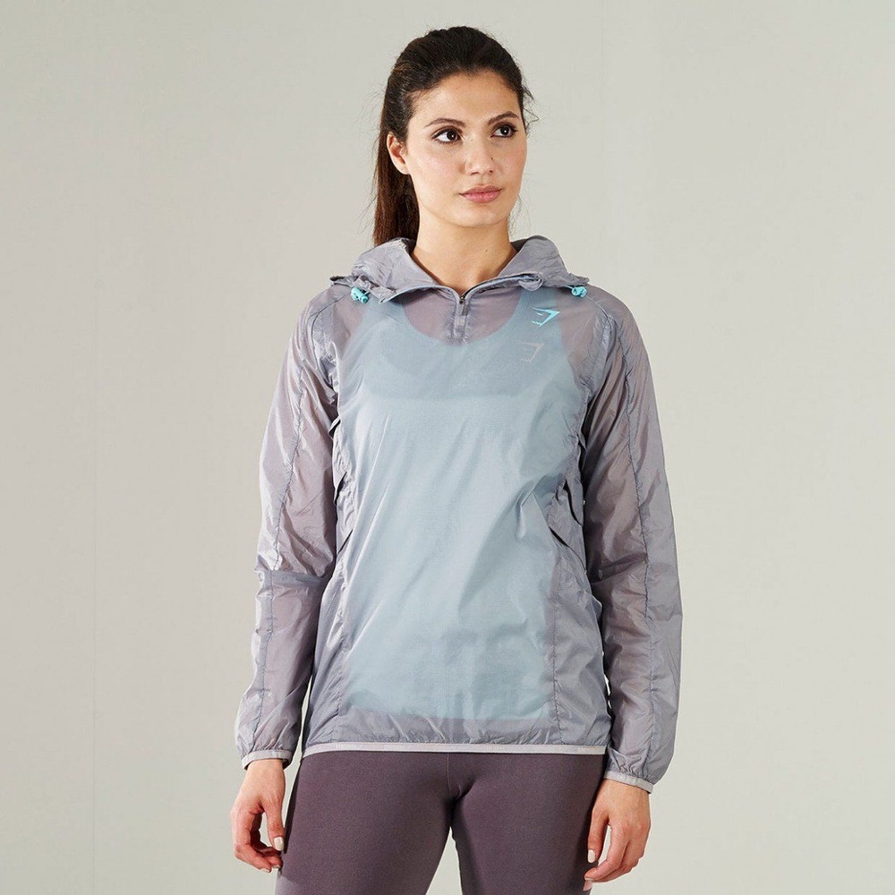 Gymshark grey/blue windbreaker jacket
